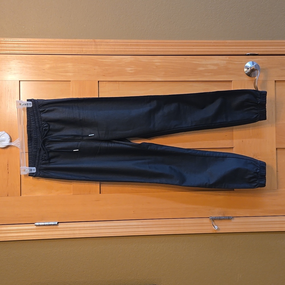 Faux leather jogger pants
